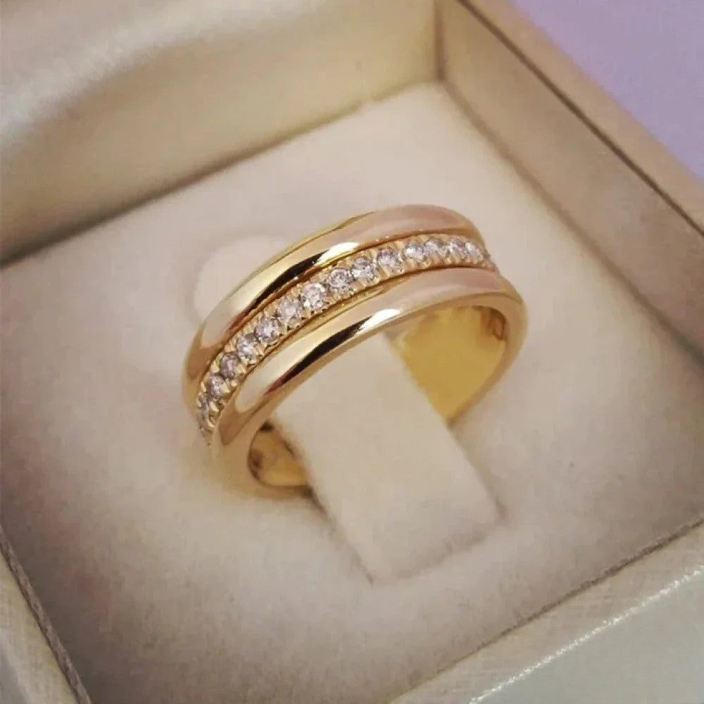 Elegant dobbelt ring med zirkonia-sten
