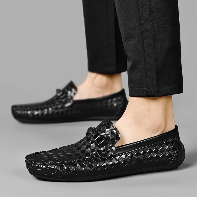 Antonin | Woven Leather Loafers with Buckle