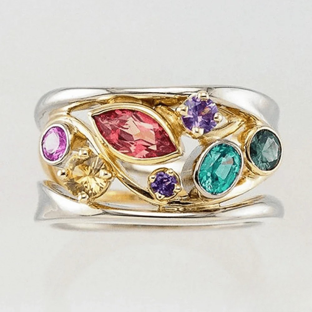 Vintage Ring med Guld og Sølv Zirkonia