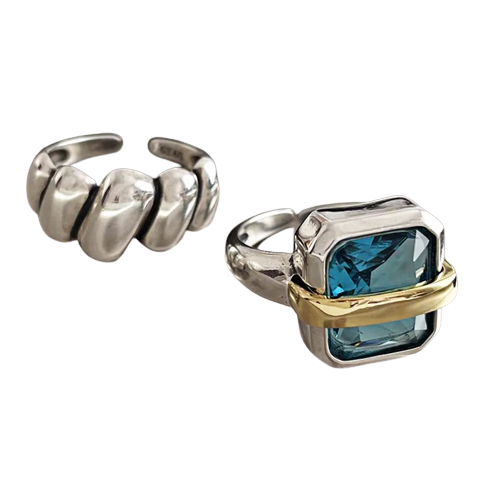 Blå Zirkon Sølv Ring