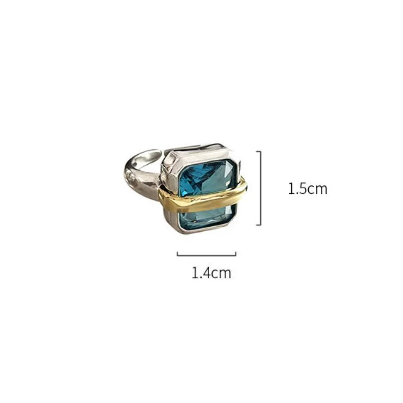 Blå Zirkon Sølv Ring