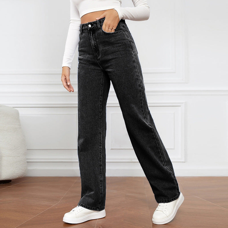 SORELLA High-Waisted Washed Straight Jeans