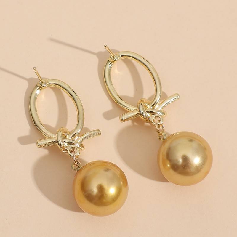 Gold Pearl Hoop Earrings