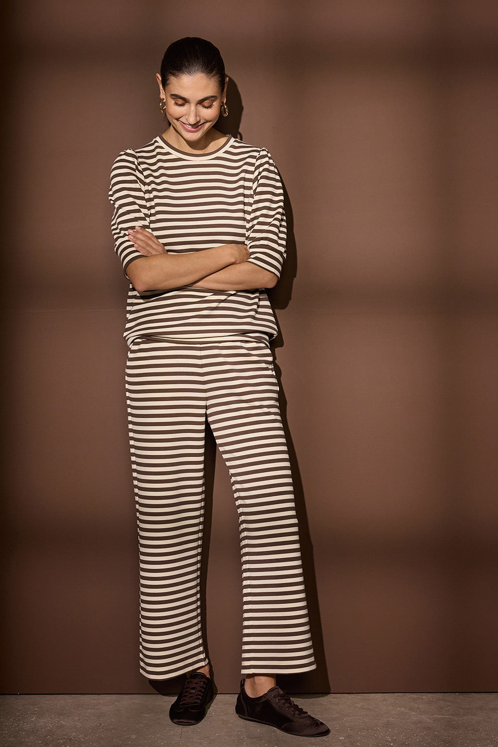 Tini Stripe Wide-Leg Pants | Brun | Statebird Trousers