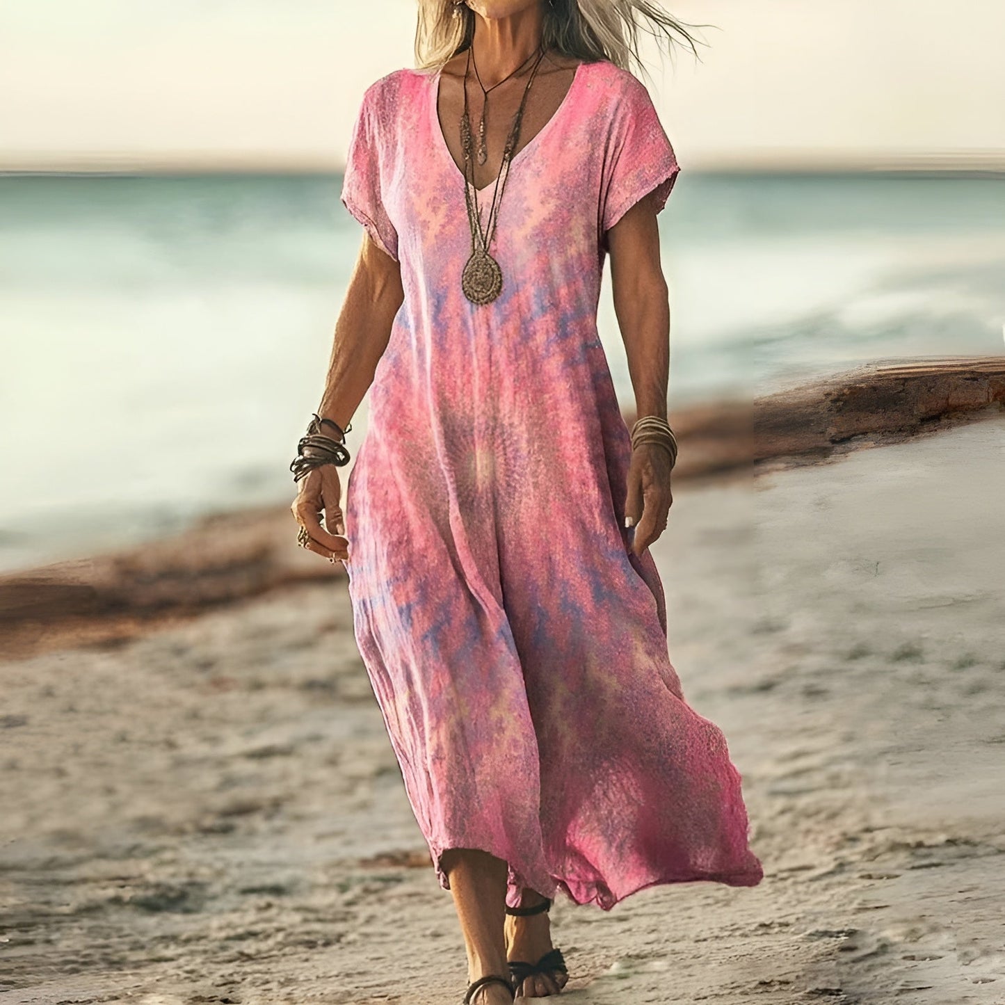 Meline | Stilfuld Blomsterprint Boho Kjole