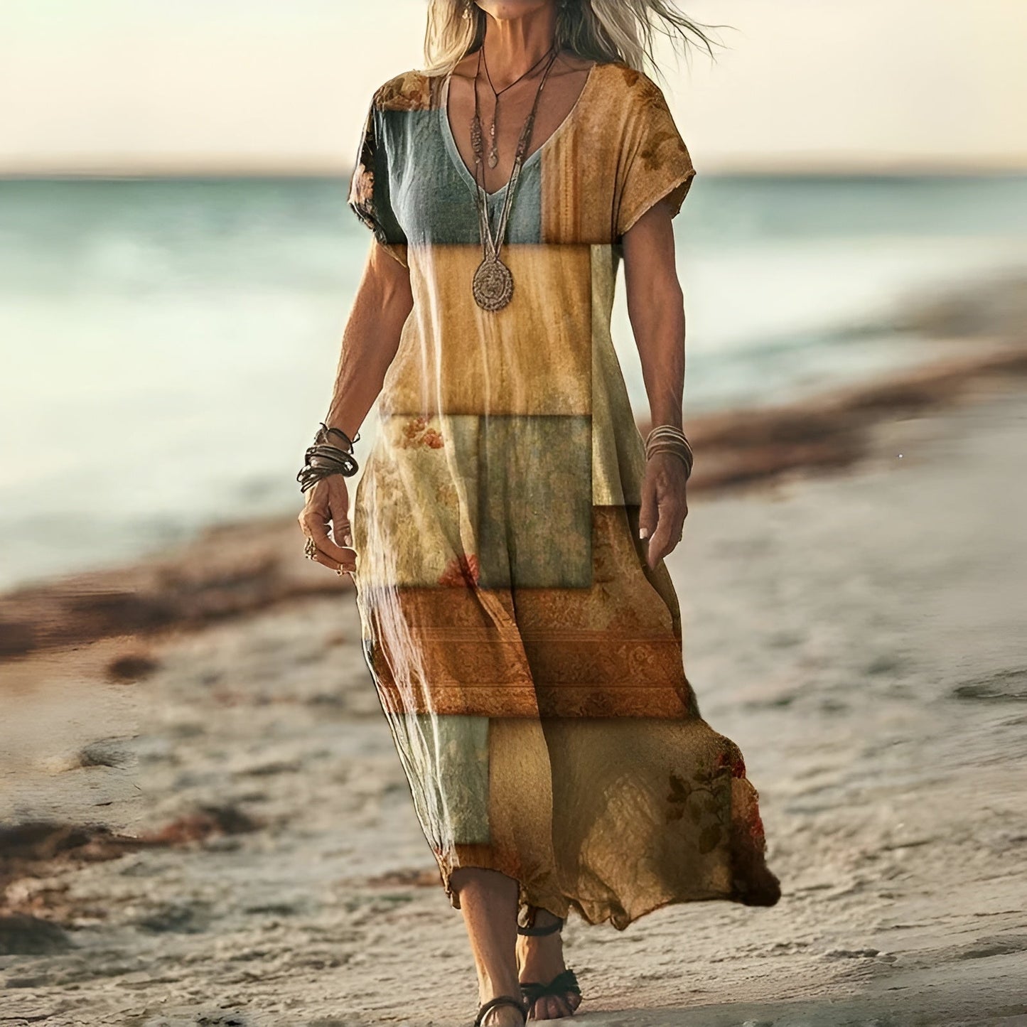 Meline | Stilfuld Blomsterprint Boho Kjole