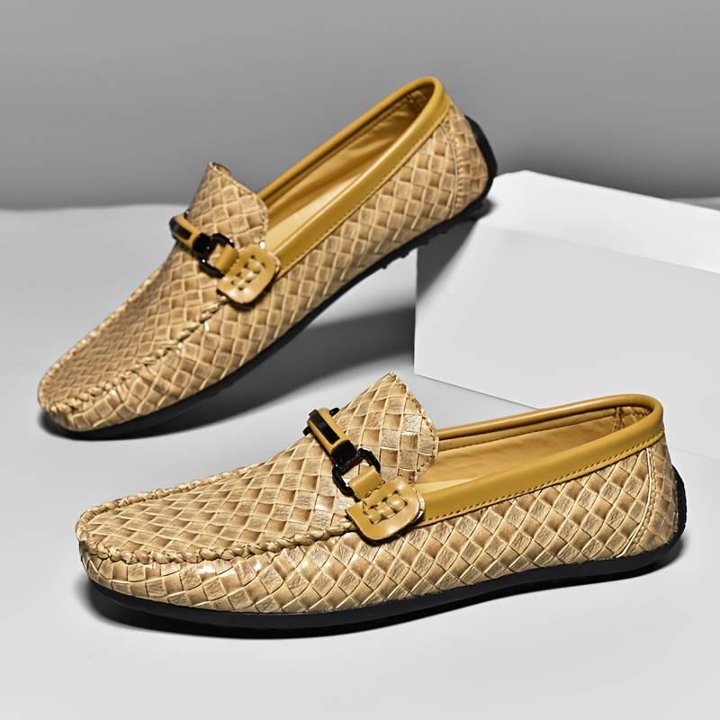 Antonin | Woven Leather Loafers with Buckle