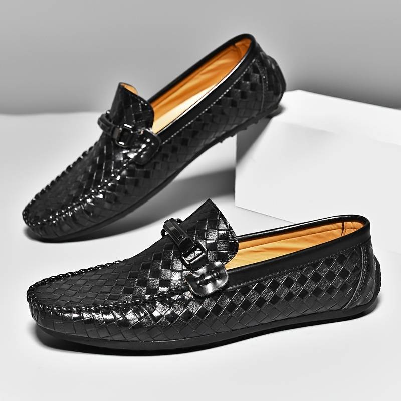 Antonin | Woven Leather Loafers with Buckle