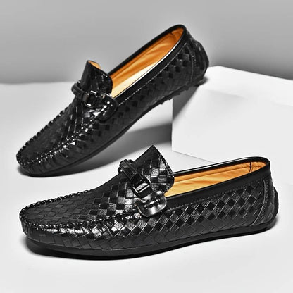 Antonin | Woven Leather Loafers with Buckle