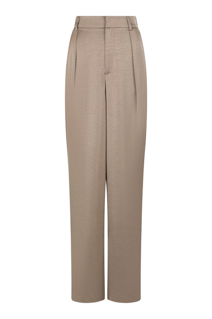 Alessandra Heavy Sateen Pants | Dark Taupe | Neo Noir Trousers