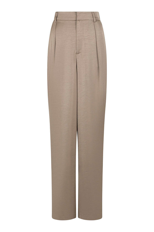Alessandra Heavy Sateen Pants | Dark Taupe | Neo Noir Trousers