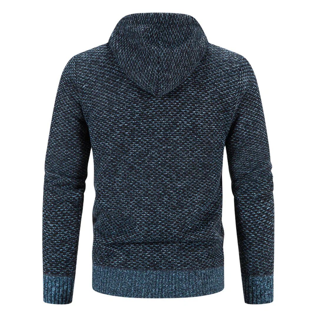 "Lucas™ | Strikket Hoodie med Lynlås" can be rewritten as "Lucas™ | Knit Zip-Up Hoodie".