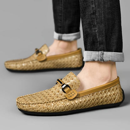 Antonin | Woven Leather Loafers with Buckle