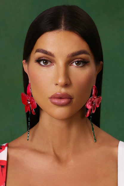 Lilia™ – Røde Orkidé-øreringe med Kreativt Design