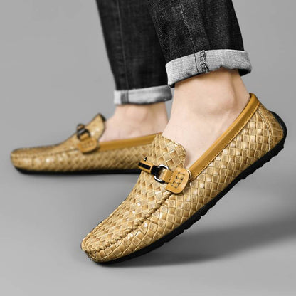 Antonin | Woven Leather Loafers with Buckle