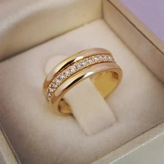 Elegant dobbelt ring med zirkonia-sten