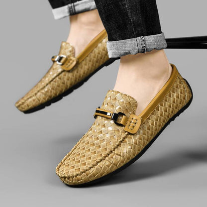 Antonin | Woven Leather Loafers with Buckle