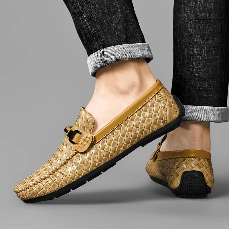 Antonin | Woven Leather Loafers with Buckle