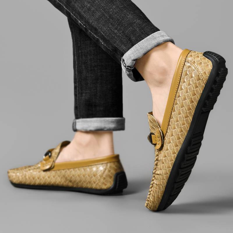 Antonin | Woven Leather Loafers with Buckle