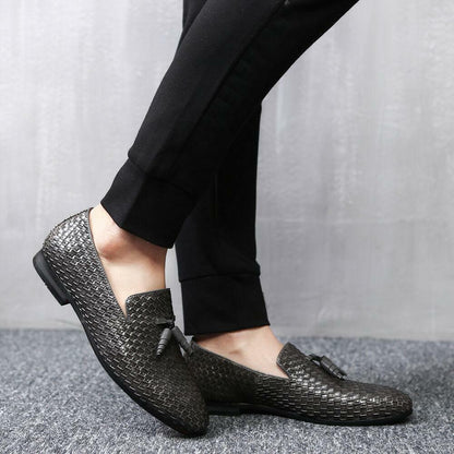 William | Woven Leather Slip-On Loafers