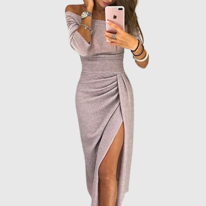 Isabeau | Elegant Halterneck Maxikjole med Flydende Pasform