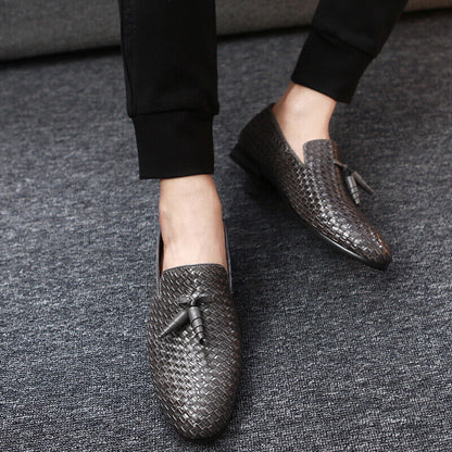 William | Woven Leather Slip-On Loafers