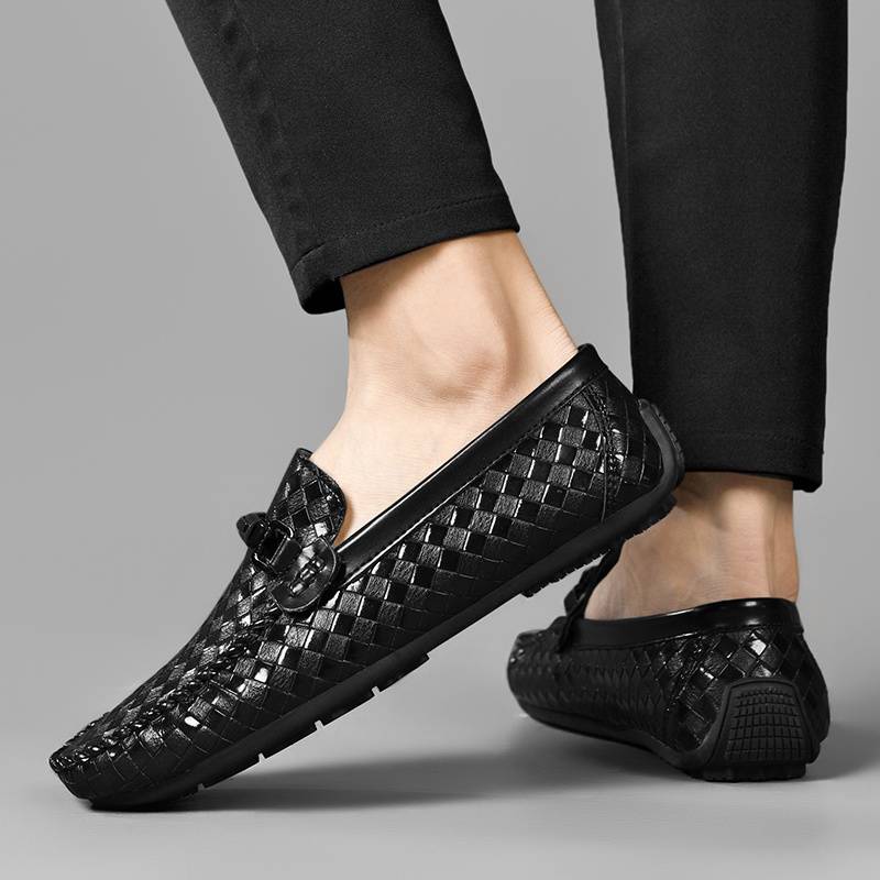 Antonin | Woven Leather Loafers with Buckle