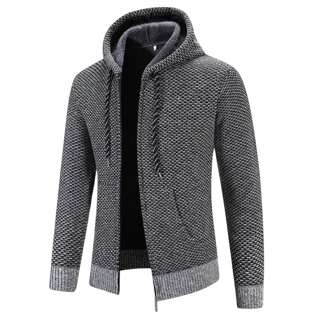 "Lucas™ | Strikket Hoodie med Lynlås" can be rewritten as "Lucas™ | Knit Zip-Up Hoodie".