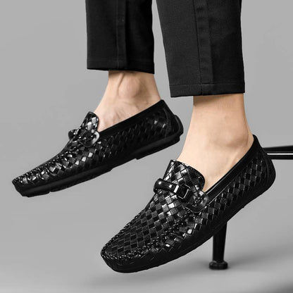 Antonin | Woven Leather Loafers with Buckle