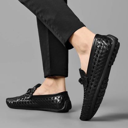 Antonin | Woven Leather Loafers with Buckle