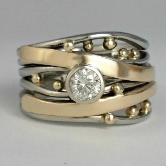 Classic Gold Ring with Inlaid Zirconia
