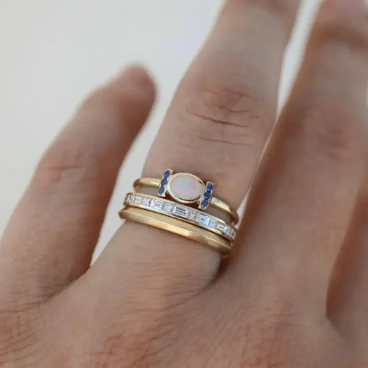 Vintage Guld Opal Ring Sæt