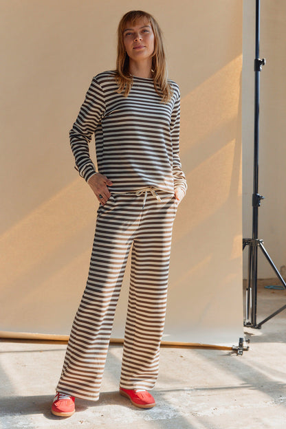 Tini Stripe Wide-Leg Pants | Brun | Statebird Trousers