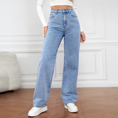 SORELLA High-Waisted Washed Straight Jeans