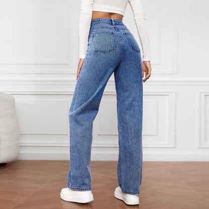 SORELLA High-Waisted Washed Straight Jeans