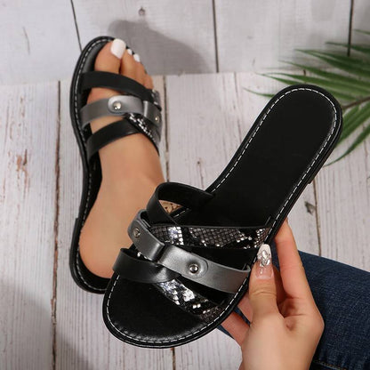 Leopard Print Cross-Strap Sandals