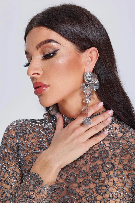 Aria™ – Sølv blomsterøreringe med elegant glans