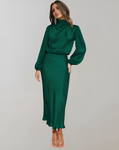 Marie | Stilfuld Satin Maxi Kjole