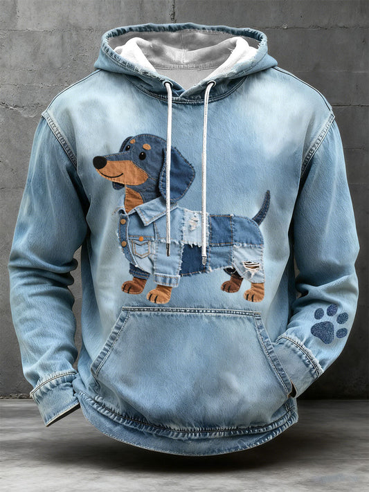 Men's Patchwork Art Dachshund Pattern Hoodie