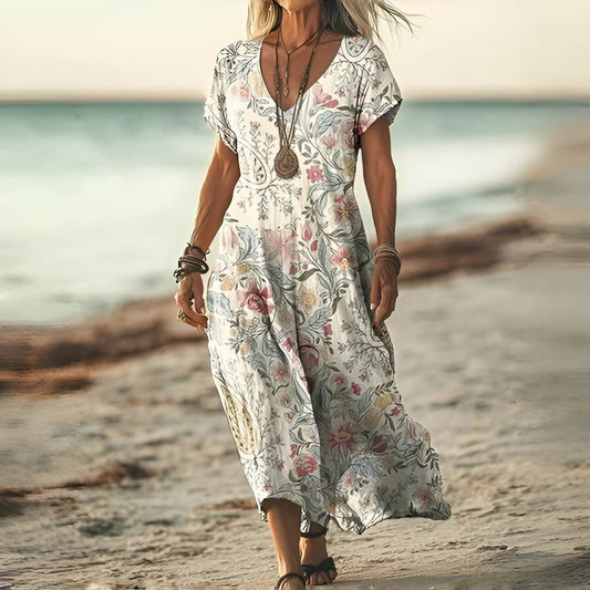 Meline | Stilfuld Blomsterprint Boho Kjole